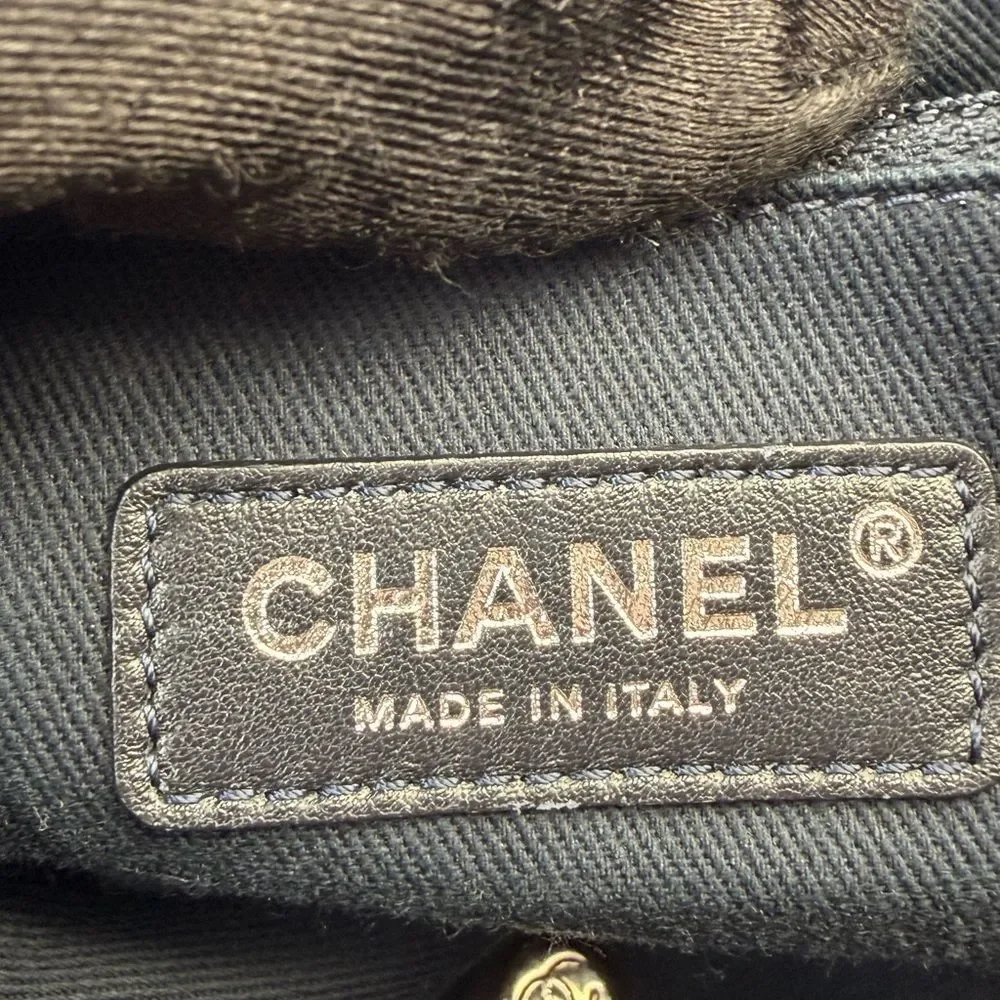 Chanel Deauville Large Navy Denim Canvas Drawstring Backpack